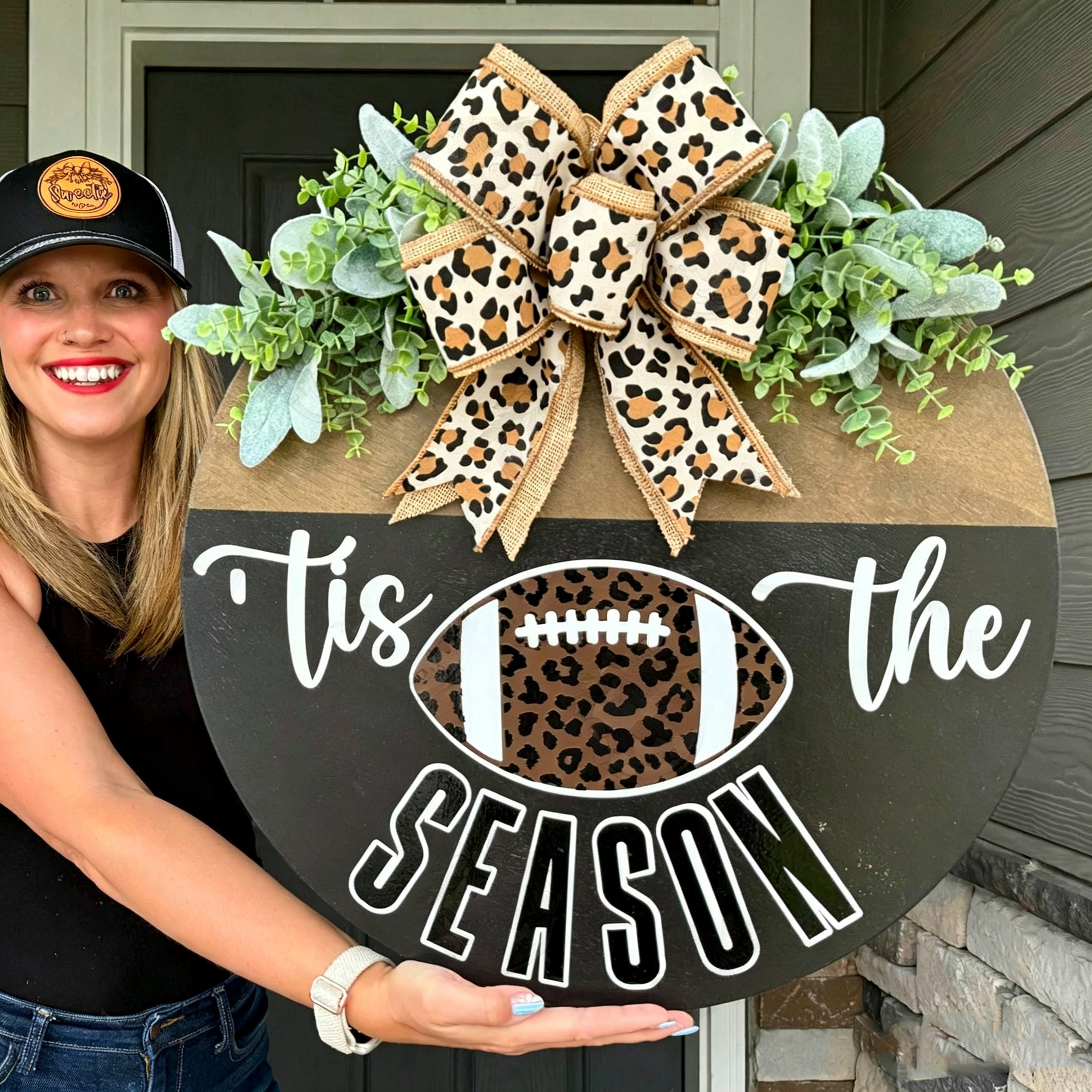 Personalized Football Door Hanger, It's Football Season, Game Day Front Door Decoration Sports Gift