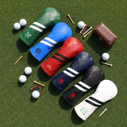 Personalized Golf Club Headcover, Custom Leather Driver Cover, Monogram Embroidered Golf Gift for Dad or Golf Lover, Golf Accessories