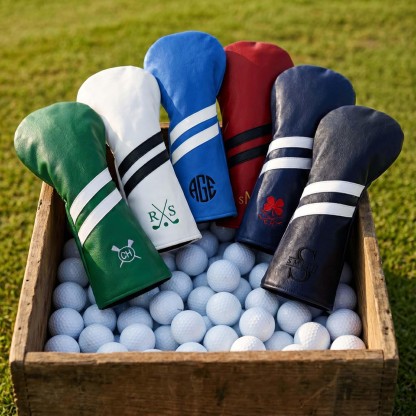 Personalized Golf Club Headcover, Custom Leather Driver Cover, Monogram Embroidered Golf Gift for Dad or Golf Lover, Golf Accessories