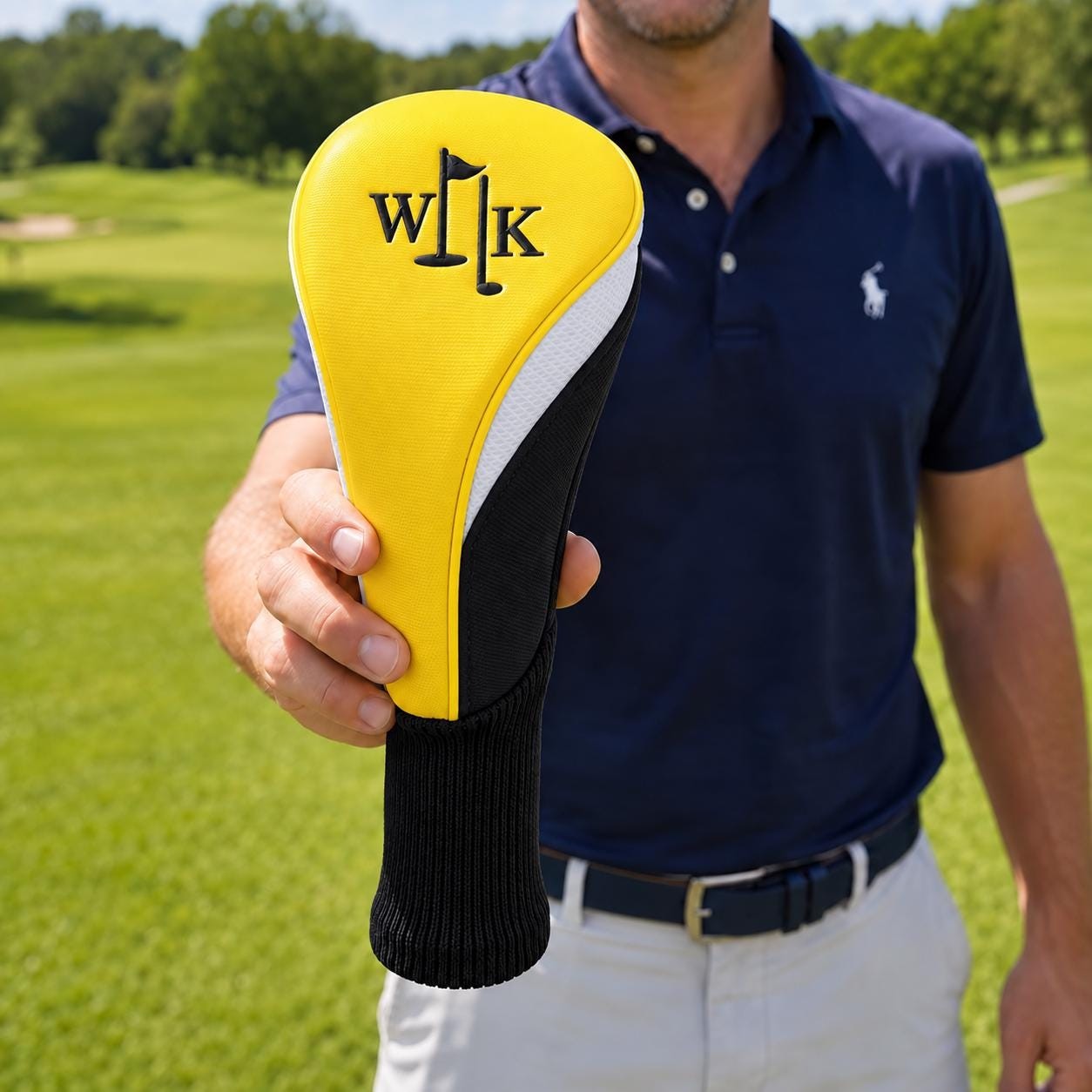 Personalized Golf Club Headcover, Custom Leather Driver Cover, Monogram Embroidered Golf Gift for Dad or Golf Lover, Golf Accessories