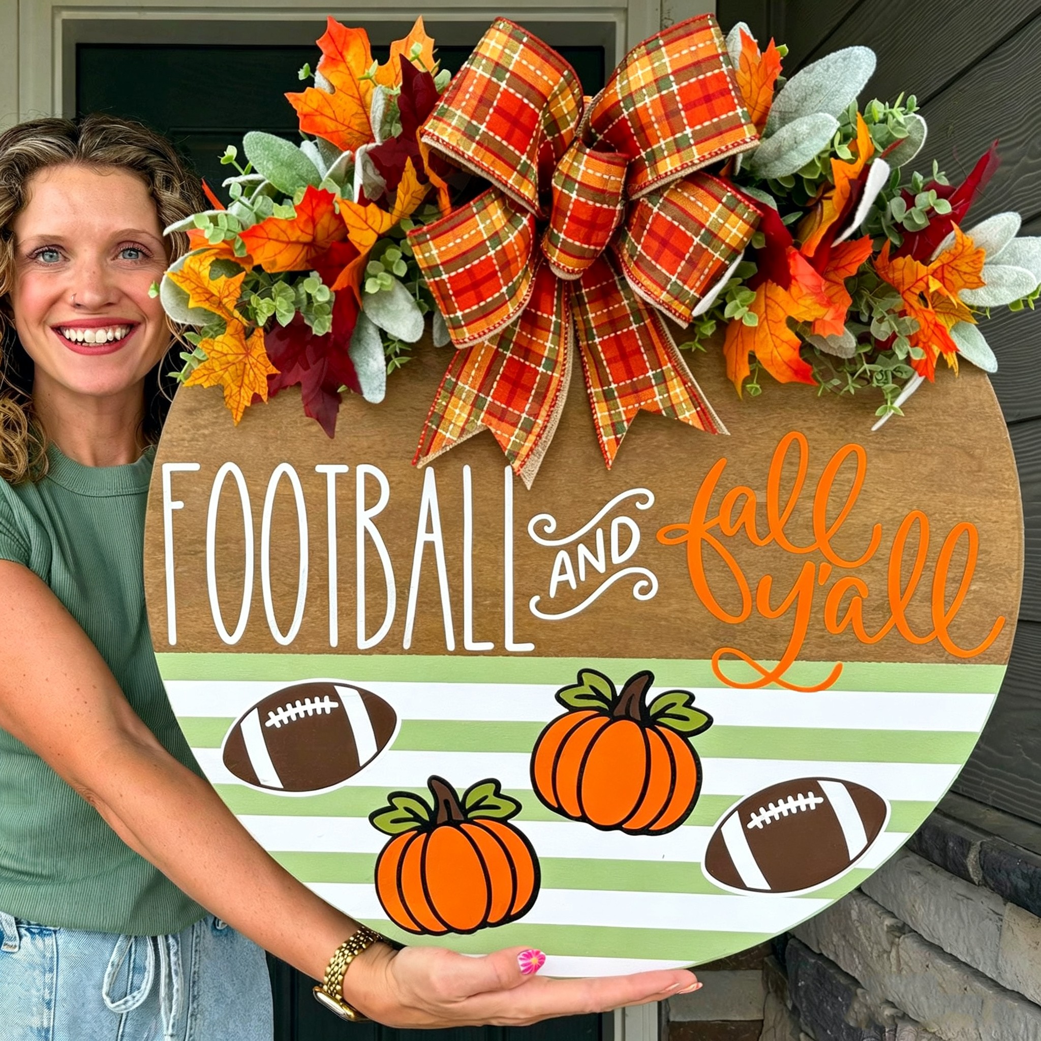 Personalized Football Door Hanger, Game Day Front Door Decoration Sports Gift