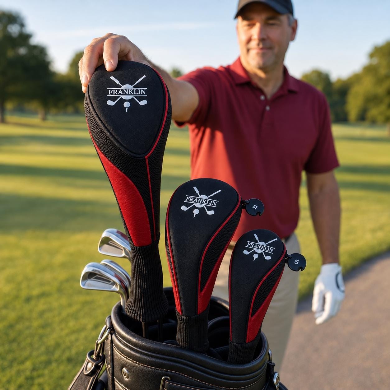 Personalized Golf Club Headcover, Custom Leather Driver Cover, Monogram Embroidered Golf Gift for Dad or Golf Lover, Golf Accessories