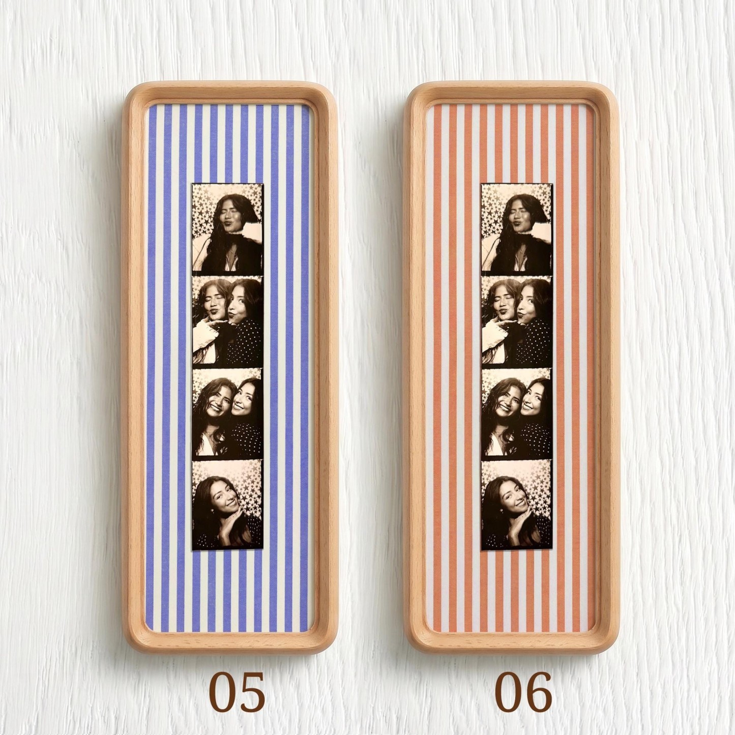 Couple Photo Strip Frame, Custom Photo Booth Picture Frame, Striped Fabric Gold Foil Print, Anniversary Gift for Couples, Wedding Keepsake