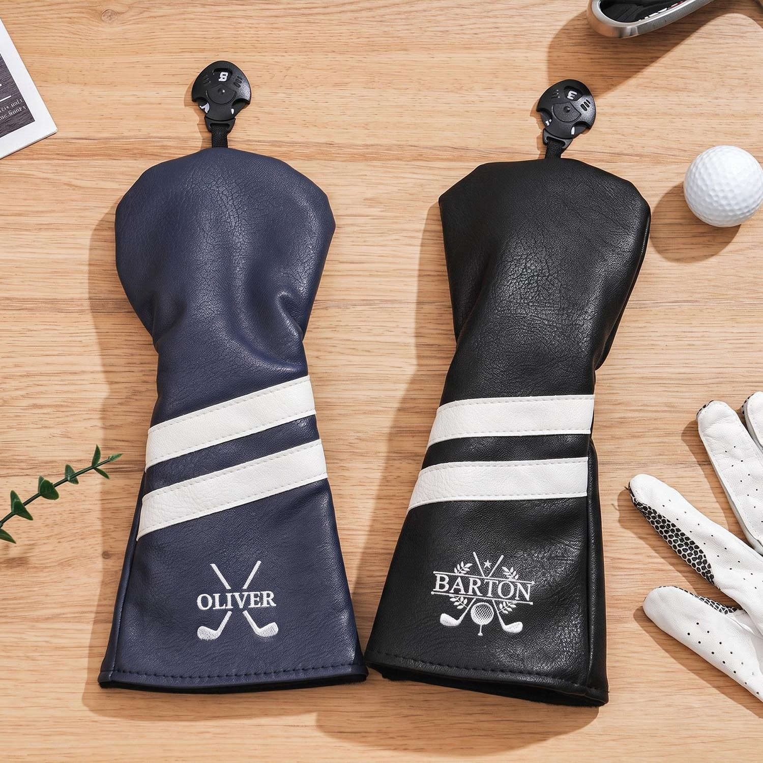 Personalized Golf Club Headcover, Custom Leather Driver Cover, Monogram Embroidered Golf Gift for Dad or Golf Lover, Golf Accessories