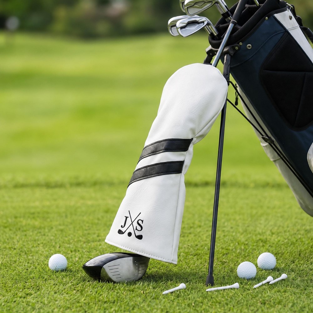Personalized Golf Club Headcover, Custom Leather Driver Cover, Monogram Embroidered Golf Gift for Dad or Golf Lover, Golf Accessories