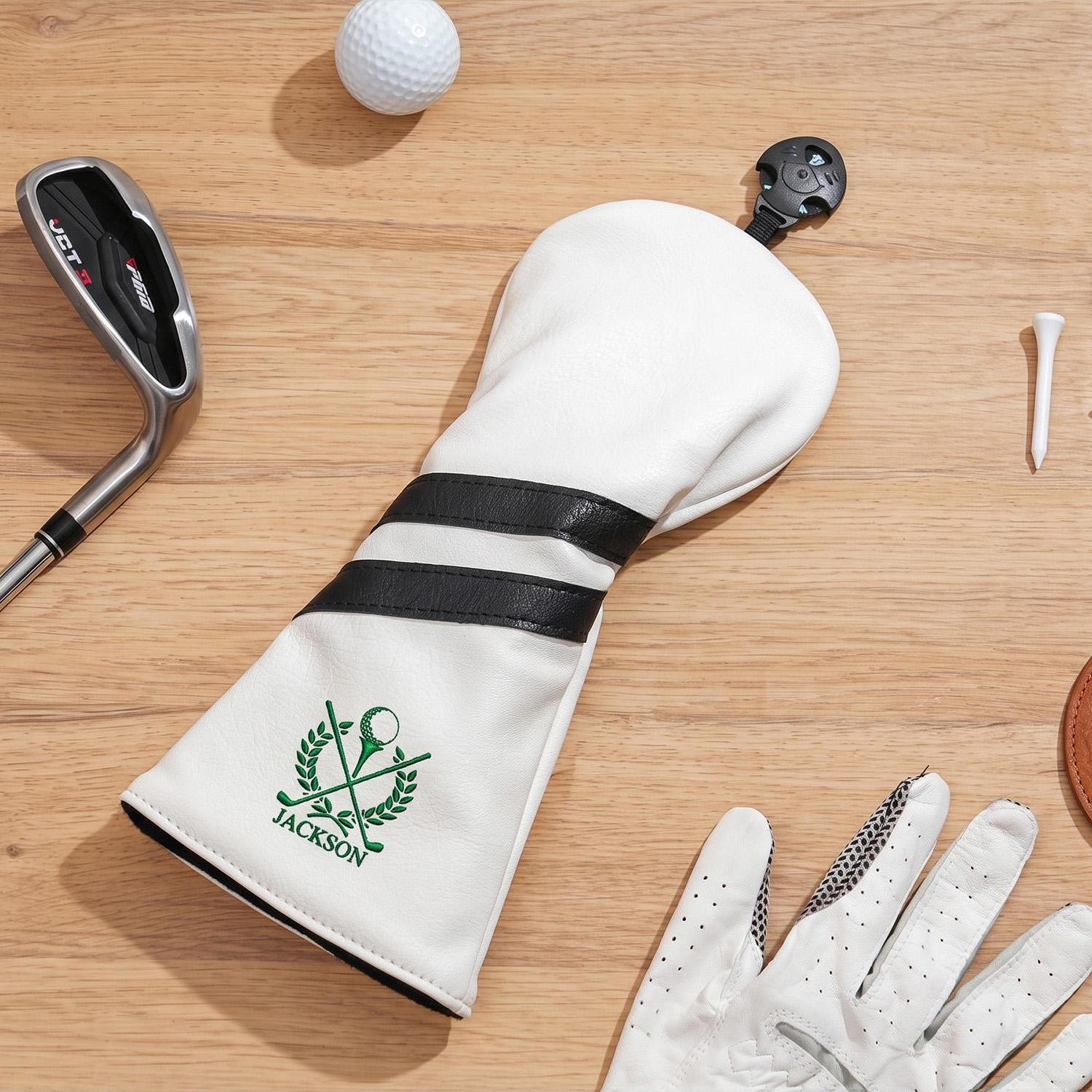Personalized Golf Club Headcover, Custom Leather Driver Cover, Monogram Embroidered Golf Gift for Dad or Golf Lover, Golf Accessories