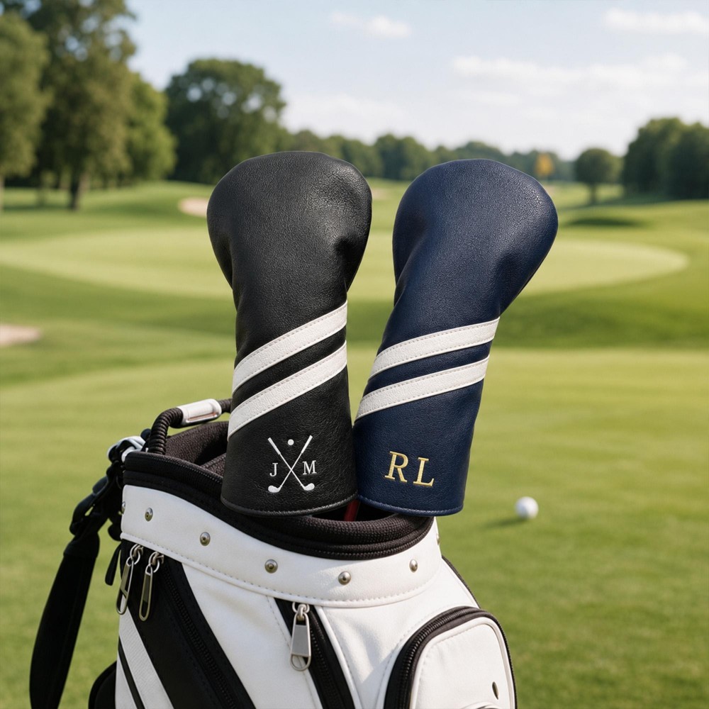 Personalized Golf Club Headcover, Custom Leather Driver Cover, Monogram Embroidered Golf Gift for Dad or Golf Lover, Golf Accessories