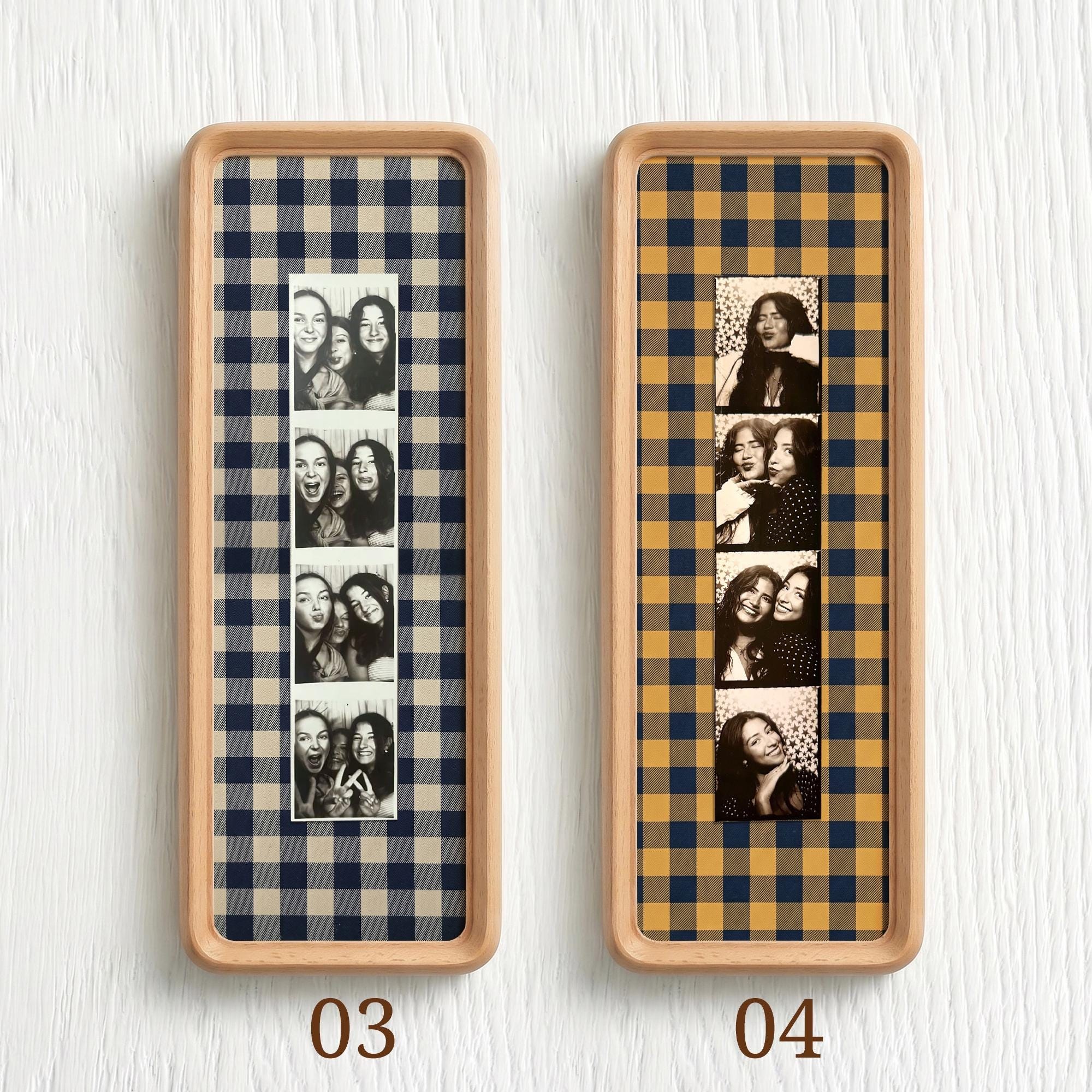 Couple Photo Strip Frame, Custom Photo Booth Picture Frame, Striped Fabric Gold Foil Print, Anniversary Gift for Couples, Wedding Keepsake