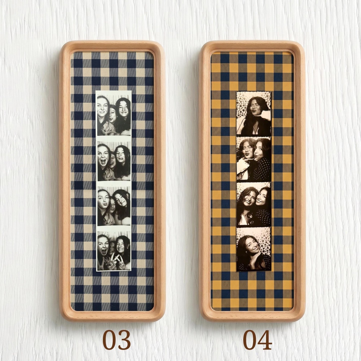 Couple Photo Strip Frame, Custom Photo Booth Picture Frame, Striped Fabric Gold Foil Print, Anniversary Gift for Couples, Wedding Keepsake