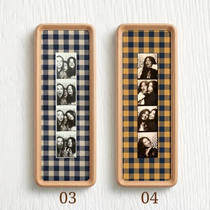 Couple Photo Strip Frame, Custom Photo Booth Picture Frame, Striped Fabric Gold Foil Print, Anniversary Gift for Couples, Wedding Keepsake