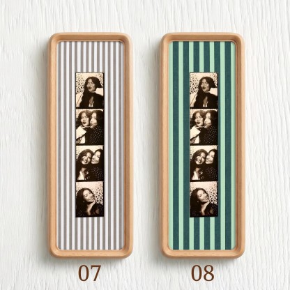 Couple Photo Strip Frame, Custom Photo Booth Picture Frame, Striped Fabric Gold Foil Print, Anniversary Gift for Couples, Wedding Keepsake