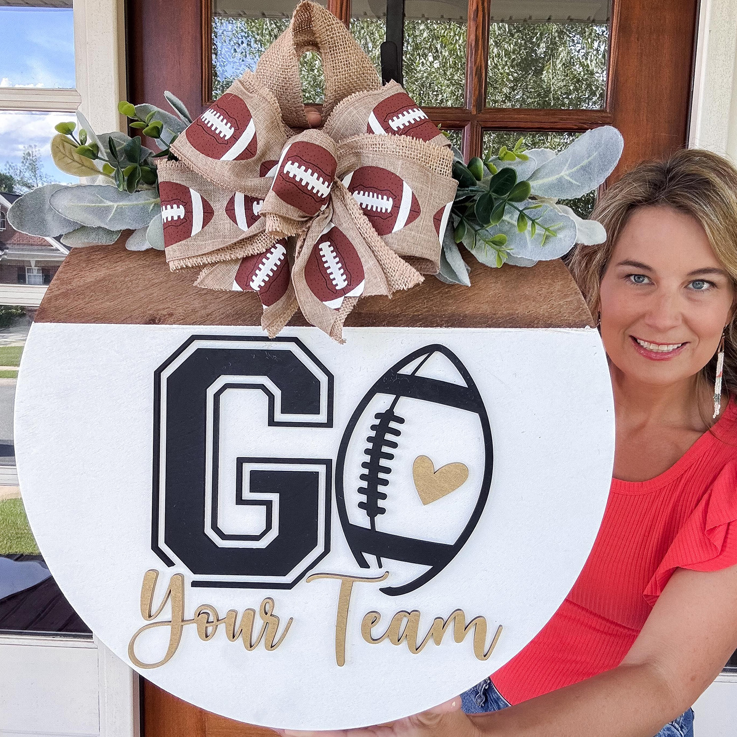 Personalized Football Door Hanger, It's Football Season, Game Day Front Door Decoration Sports Gift