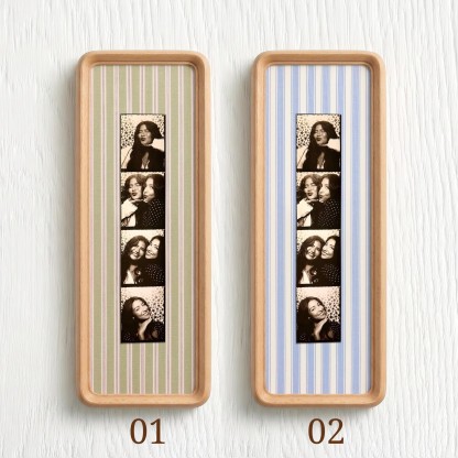 Couple Photo Strip Frame, Custom Photo Booth Picture Frame, Striped Fabric Gold Foil Print, Anniversary Gift for Couples, Wedding Keepsake