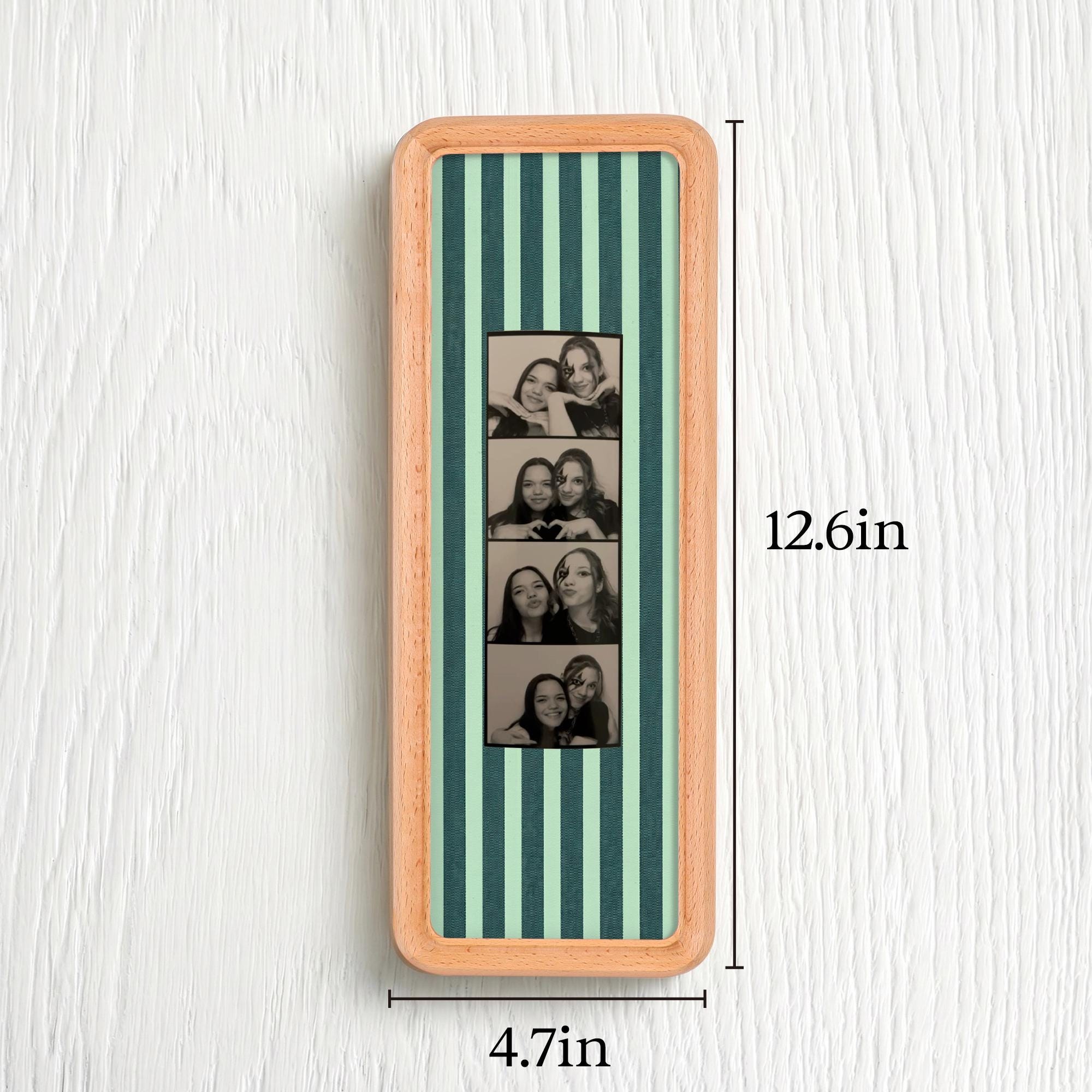 Couple Photo Strip Frame, Custom Photo Booth Picture Frame, Striped Fabric Gold Foil Print, Anniversary Gift for Couples, Wedding Keepsake
