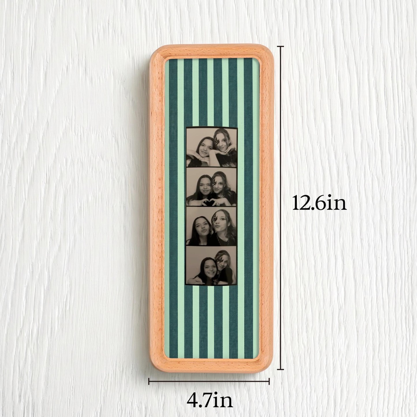 Couple Photo Strip Frame, Custom Photo Booth Picture Frame, Striped Fabric Gold Foil Print, Anniversary Gift for Couples, Wedding Keepsake