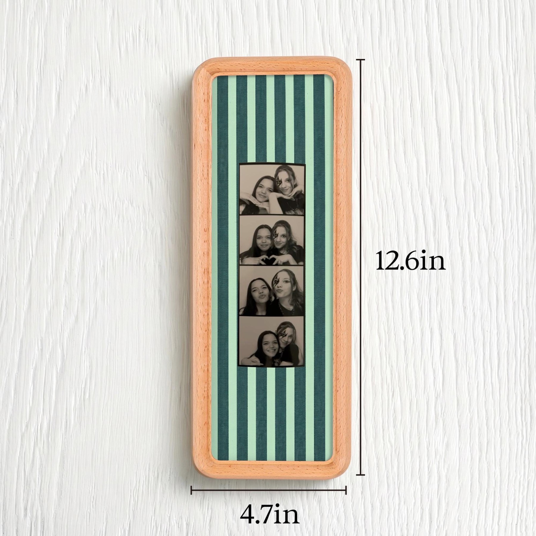 Couple Photo Strip Frame, Custom Photo Booth Picture Frame, Striped Fabric Gold Foil Print, Anniversary Gift for Couples, Wedding Keepsake