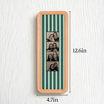 Couple Photo Strip Frame, Custom Photo Booth Picture Frame, Striped Fabric Gold Foil Print, Anniversary Gift for Couples, Wedding Keepsake