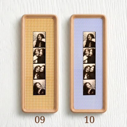 Couple Photo Strip Frame, Custom Photo Booth Picture Frame, Striped Fabric Gold Foil Print, Anniversary Gift for Couples, Wedding Keepsake