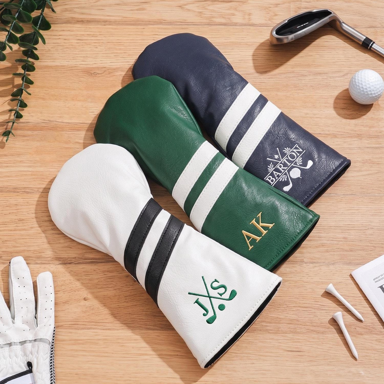 Personalized Golf Club Headcover, Custom Leather Driver Cover, Monogram Embroidered Golf Gift for Dad or Golf Lover, Golf Accessories