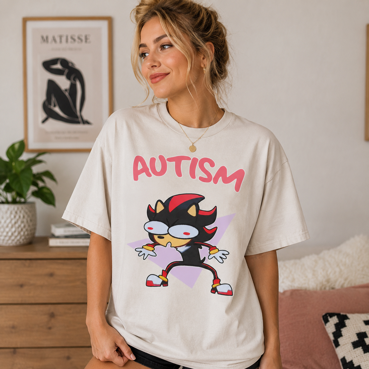 Whimsical Cartoon Character Graphic T-Shirt with Bold Statement Typography and Playful Streetwear Illustration Casual Unisex Tee