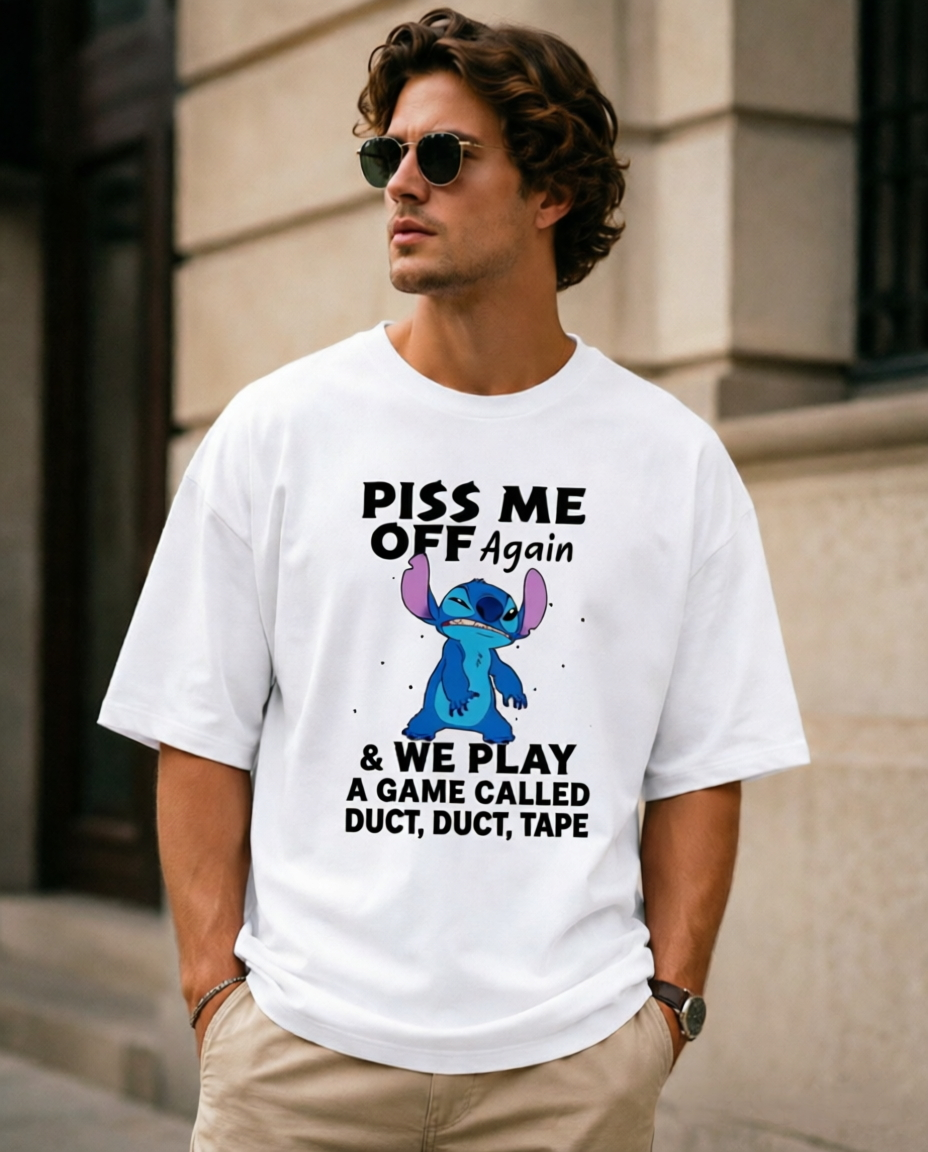 Funny Blue Alien Sarcastic Quote Graphic T-Shirt with Humor Text Streetwear Men’s Tee