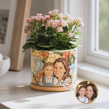Personalized Family Photo Planter Custom Ceramic Succulent Pot for Mom or Grandma Family Photo Gift for Christmas