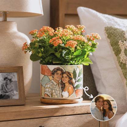 Personalized Family Photo Planter Custom Ceramic Succulent Pot for Mom or Grandma Family Photo Gift for Christmas