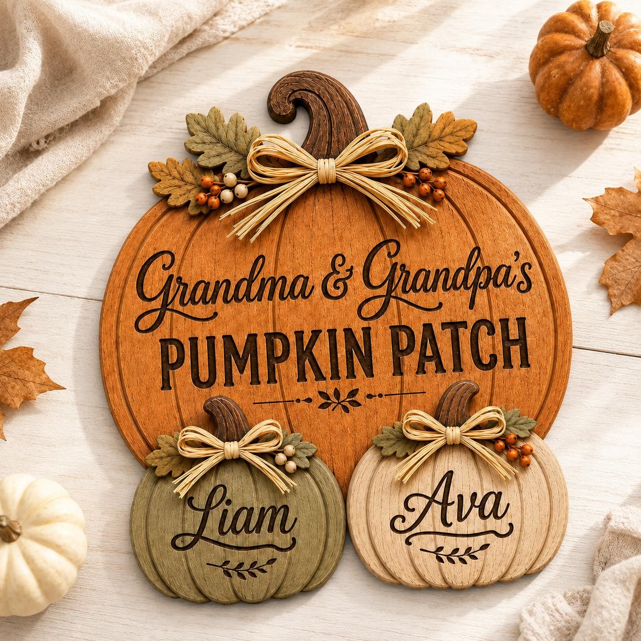Personalized Grandma Grandpa's Pumpkin Patch Door Hanger, Fall Pumpkin Patch Sign Grandma Thanksgiving Decor, Fall Season Decor