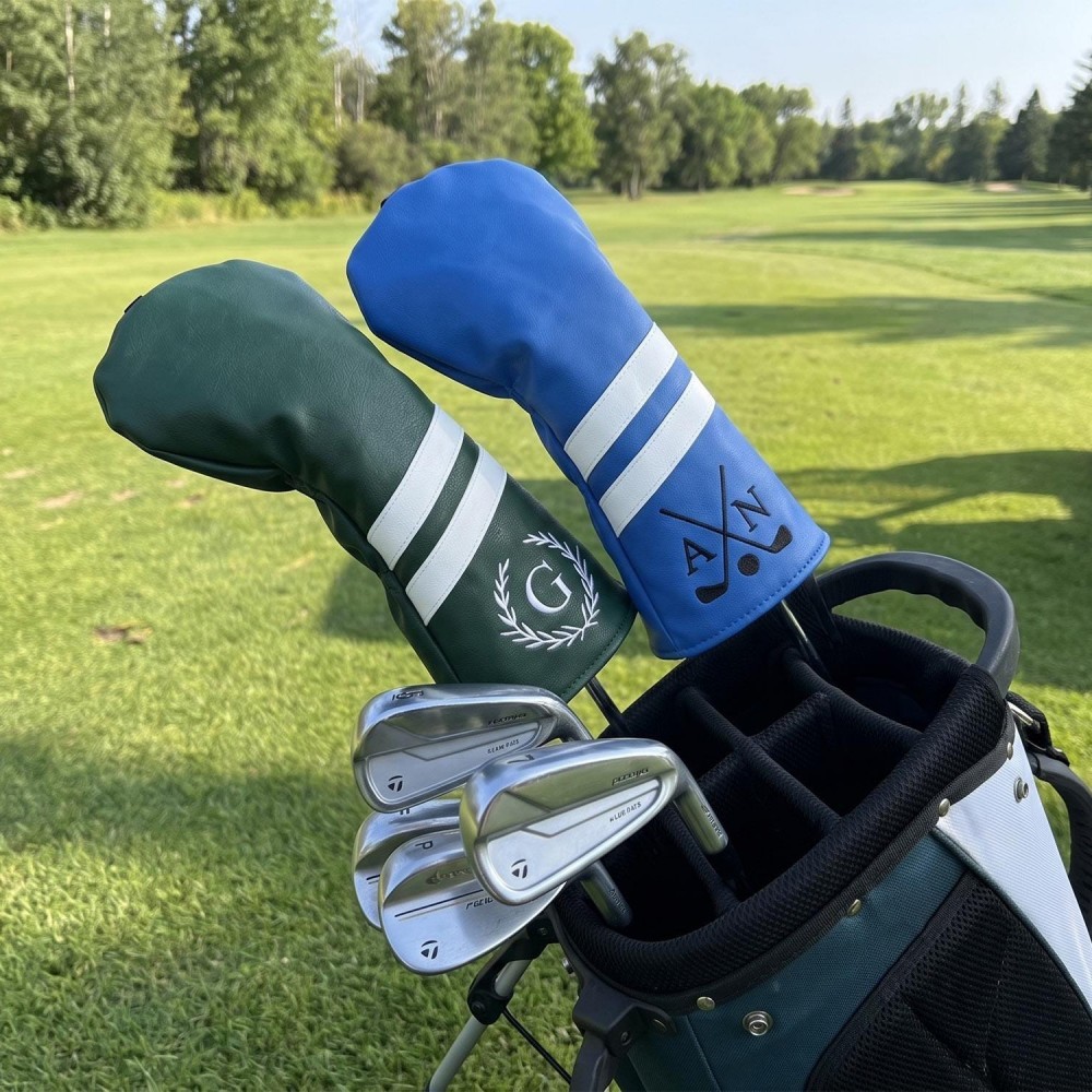Personalized Golf Club Headcover, Custom Leather Driver Cover, Monogram Embroidered Golf Gift for Dad or Golf Lover, Golf Accessories