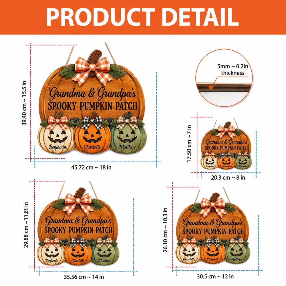 ]Personalized Grandma Grandpa's Pumpkin Patch Door Hanger, Fall Pumpkin Patch Sign Grandma Thanksgiving Decor, Fall Season Decor