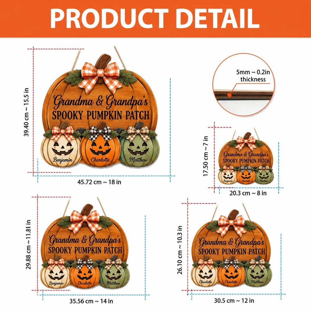 ]Personalized Grandma Grandpa's Pumpkin Patch Door Hanger, Fall Pumpkin Patch Sign Grandma Thanksgiving Decor, Fall Season Decor