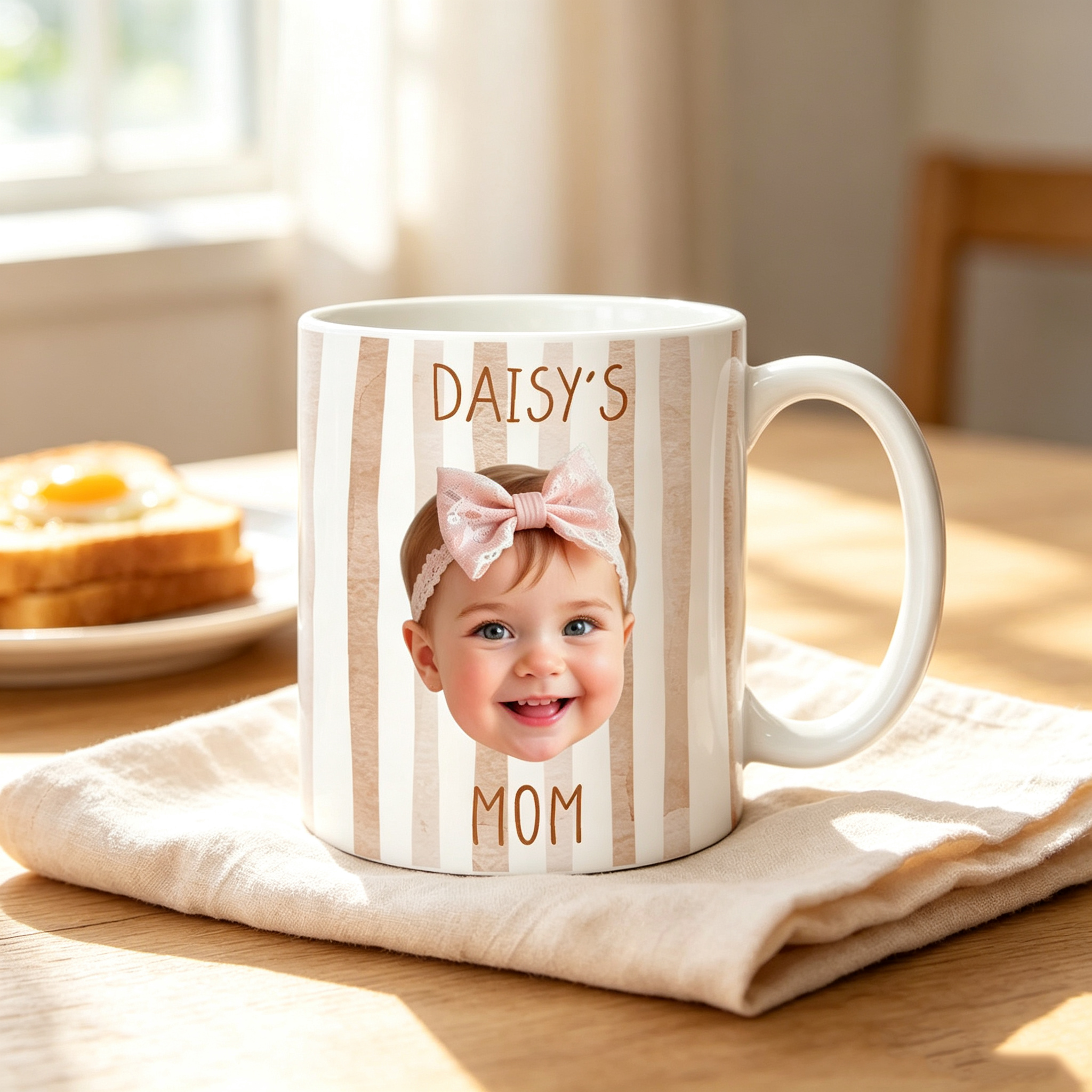 Personalized Baby Face Mug, Custom Photo Coffee Cup with Name, Funny Gift for Dad, Mom, Grandpa or Grandma, New Parent Keepsake