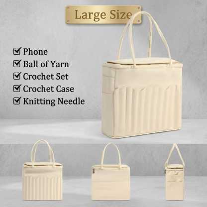  Personalized Floral Wreath Canvas Knitting Bag – Custom Embroidered Yarn Tote with Needle Pockets for Crochet & Craft Supplies