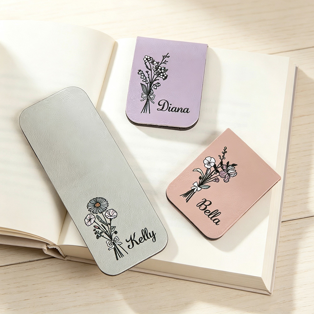 Personalized Birth Flower Magnetic Bookmark Clip with Custom Name, Floral Reading Accessory, Gift for Book Lovers