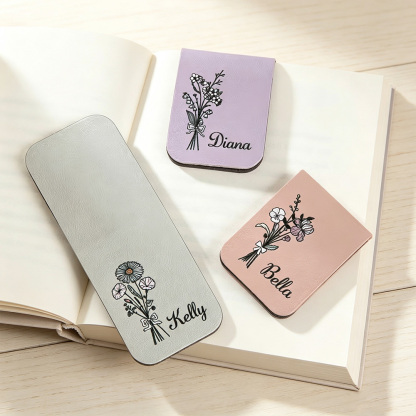 Personalized Birth Flower Magnetic Bookmark Clip with Custom Name, Floral Reading Accessory, Gift for Book Lovers