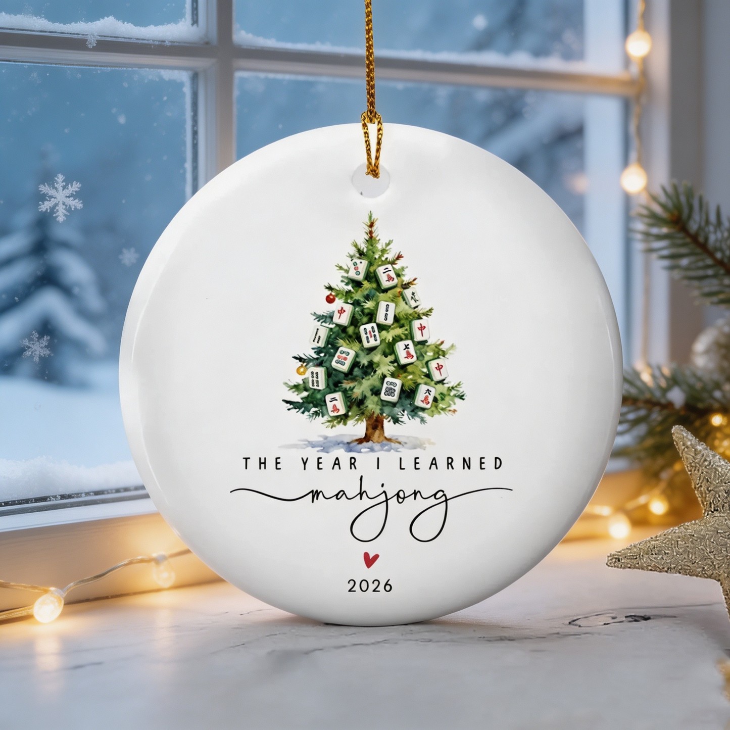 Personalized Mahjong Christmas Ornament – Custom Year Holiday Gift for Mahjong Lovers & Game Night Friends