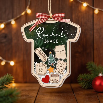 Personalized Baby First Christmas Ornament – Custom Birth Announcement Keepsake with Name, Date & Birth Details