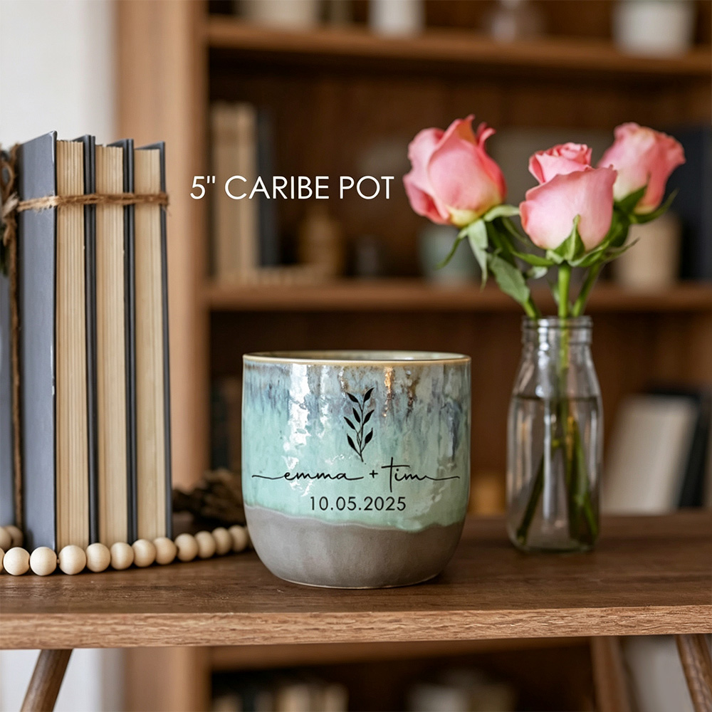 Personalized Ceramic Planter – Custom Couple Wedding Gift, Anniversary Gift & Housewarming Decor
