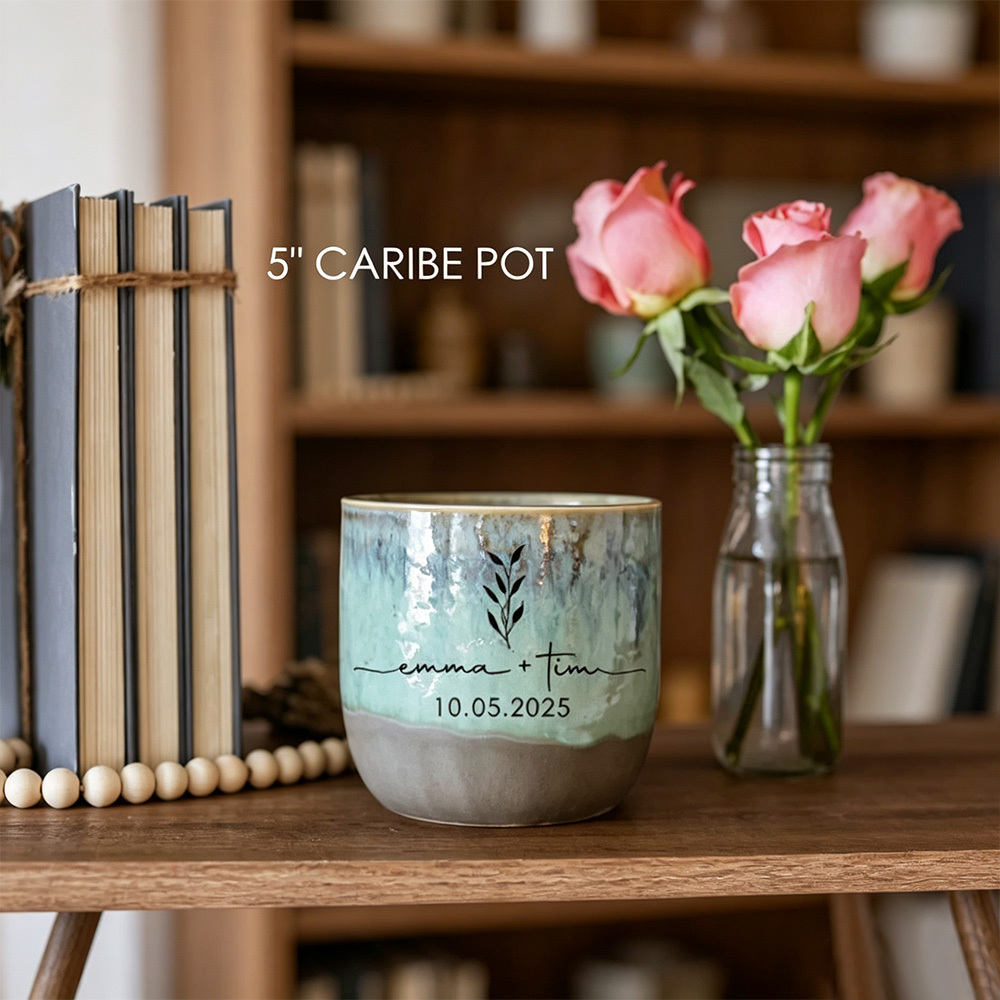 Personalized Ceramic Planter – Custom Couple Wedding Gift, Anniversary Gift & Housewarming Decor