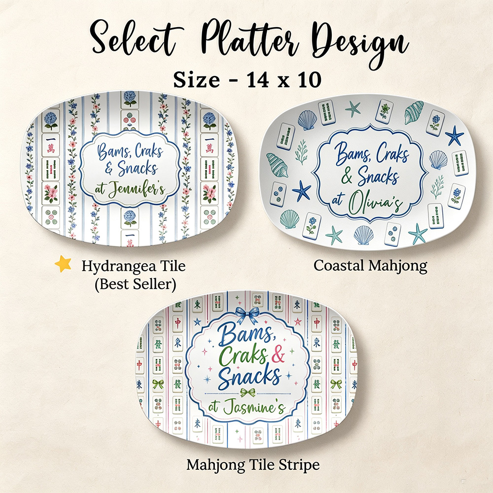 Personalized Mahjong Serving Platter – Custom Game Night Tray, Mahjong Lover Gift & Party Entertaining Decor
