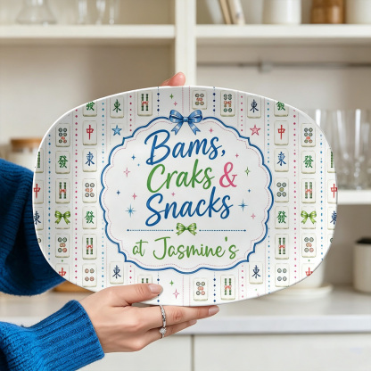 Personalized Mahjong Serving Platter – Custom Game Night Tray, Mahjong Lover Gift & Party Entertaining Decor
