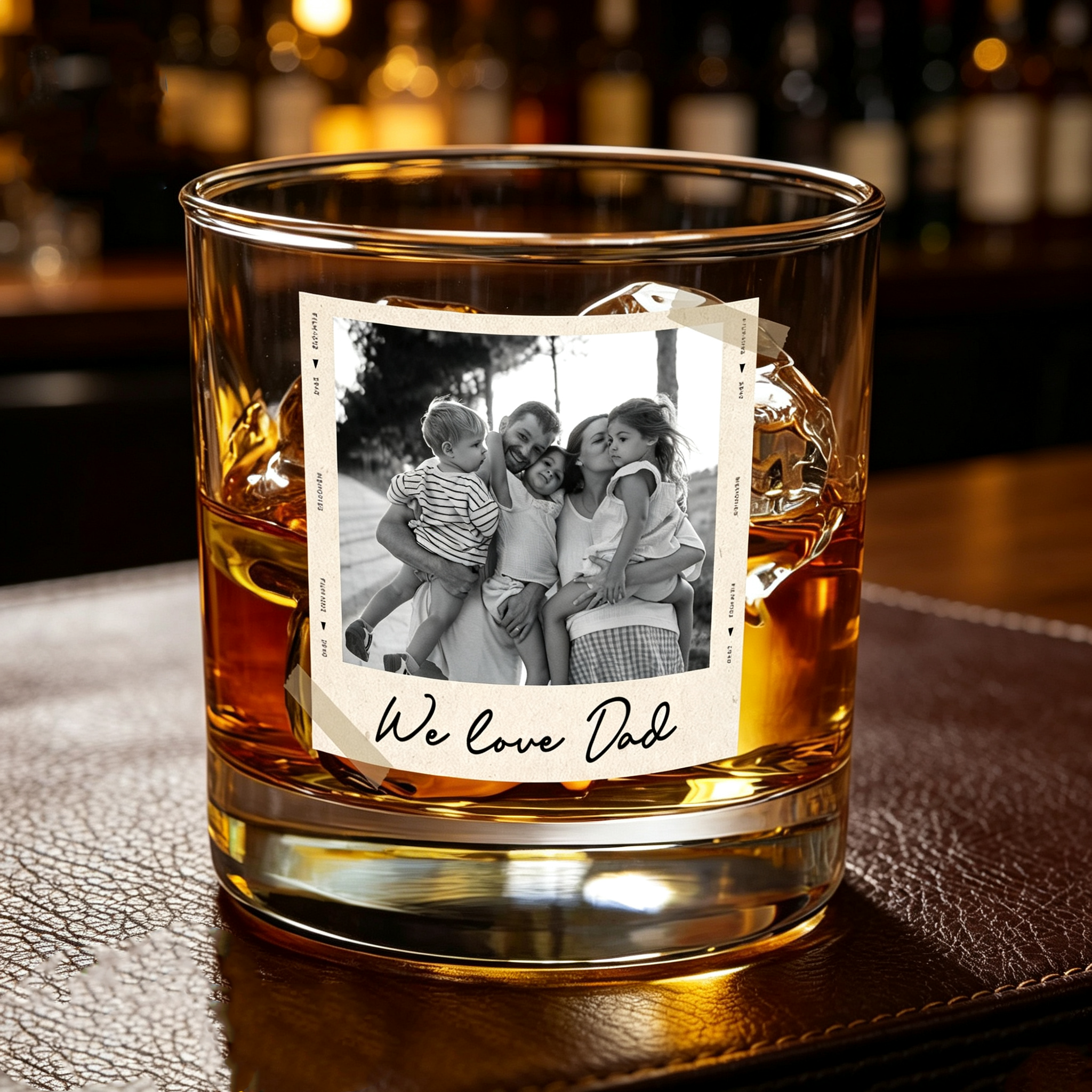 Personalized Photo Whiskey Glass – Custom Dad Portrait Rocks Glass with Engraving, 10 oz Gift for Father’s Day, Christmas, or New Dad