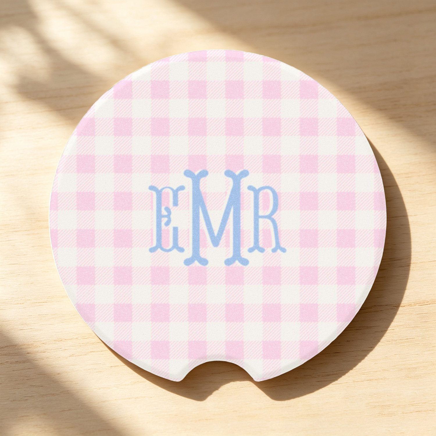 Personalized Floral Car Coaster, Custom Monogram Pink Blue Coquette Car Cup Holder Decor, Grandmillennial Car Accessory, Cute Gift for Her