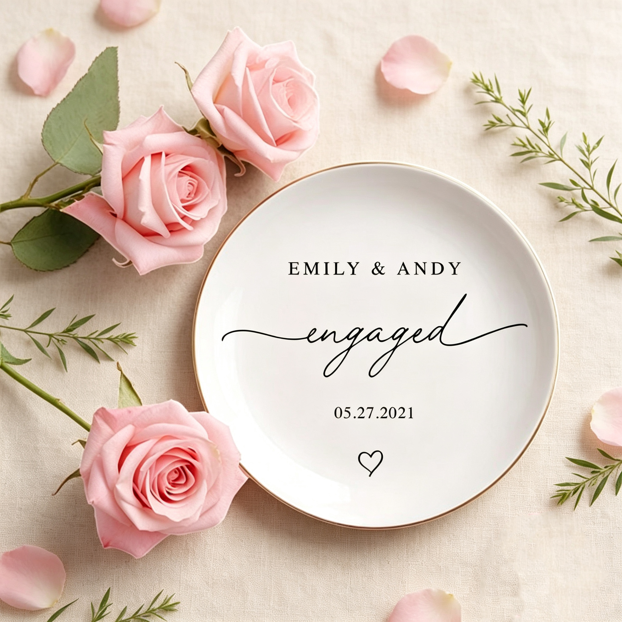 Personalized Ring Dish for Couples, Custom Engagement Ring Holder, Wedding Keepsake Dish, Bridal Shower Gift for Bride, Anniversary Gift for Her