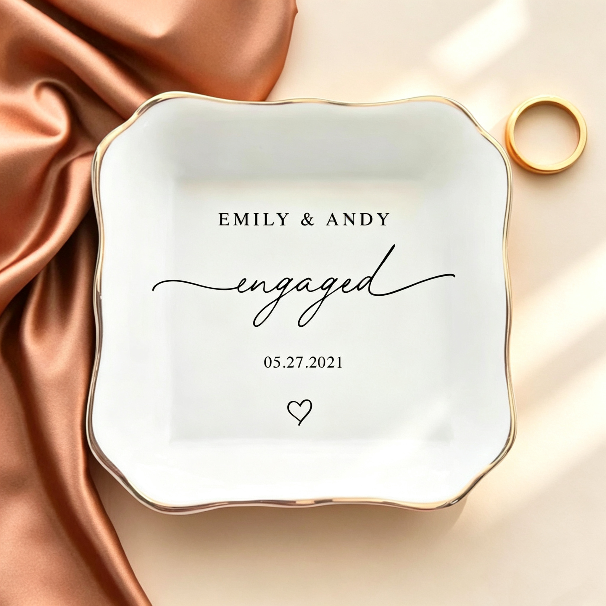 Personalized Ring Dish for Couples, Custom Engagement Ring Holder, Wedding Keepsake Dish, Bridal Shower Gift for Bride, Anniversary Gift for Her