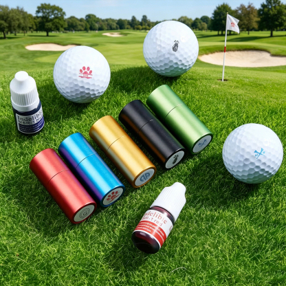 Personalized Monogram Golf Ball Stamp, Custom Golf Elements Self-Inking Stamp with Metal Storage Box, Gift for Golf Lovers