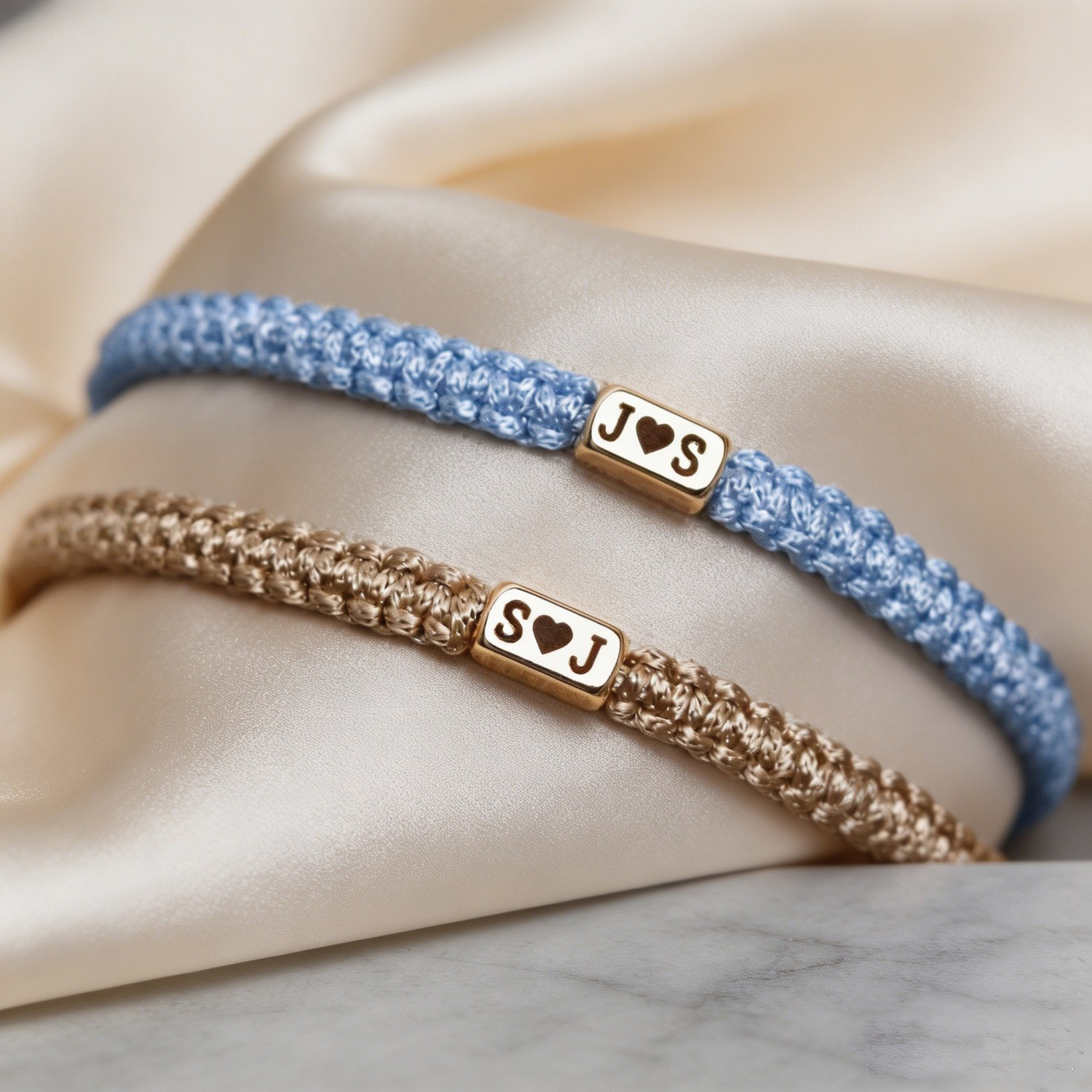 Personalized Initial Couple Bracelets Set of 2 - Adjustable Matching Friendship Jewelry with Heart Charm - Custom Name Gift for Boyfriend, Girlfriend, Bestie, Anniversary or Birthday