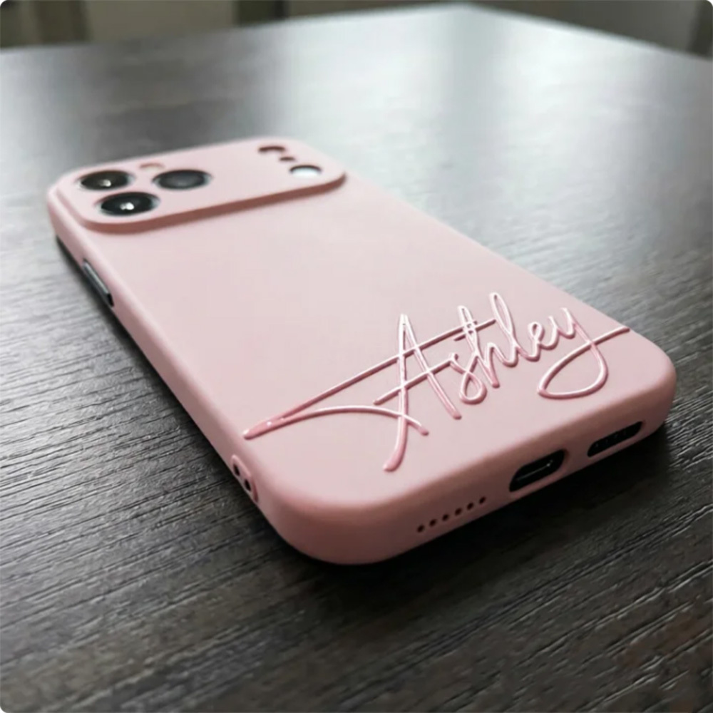 Custom Family Name Phone Case - Personalized Signature Design for Mom & Dad - Minimalist Matte Black or Cream Silicone Cover - Unique Gift for Parents