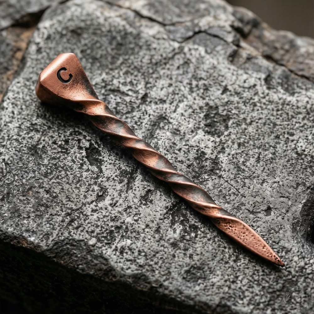 Personalized Engraved Initial Horseshoe Nail Hat Pin, Rustic Metal Cowboy Hat Accessory, Birthday or Father’s Day Gift for Cowboys and Cowgirls