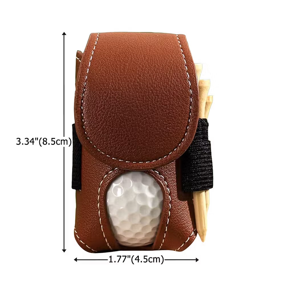 Personalized PU Leather Golf Ball & Tee Holder, Custom Golf Bag Design Ball Pouch with Name & Clip, Golf Gift for Men Women